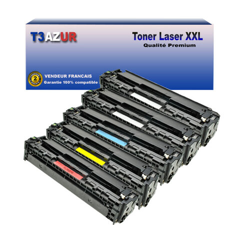 T3AZUR - Lot de 5 Toners compatibles avec Canon 718 pour Canon LBP-7680CDN  LBP-7680CX (Noir+Couleur)