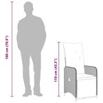 vidaXL Chaise inclinable de jardin avec coussins noir résine tressée