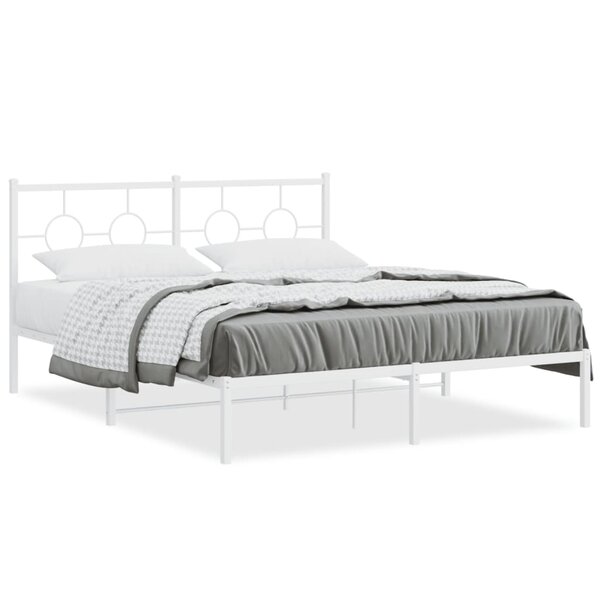vidaXL Cadre de lit métal sans matelas et tête de lit blanc 160x200 cm