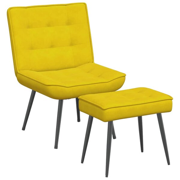 vidaXL Chaise de relaxation avec tabouret jaune velours