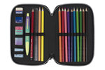 Plumier à 2 compartiments avec contenu Sunset  noir et rose