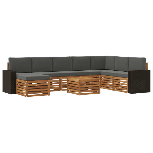 vidaXL Ensemble de canapés d'extérieur 9 pc Naturel et Anthracite