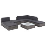 vidaXL Salon de jardin 8 Pièces avec coussins résine tressée gris