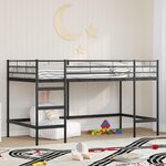 vidaXL Lit mezzanine pour enfants Noir 79 5 x 200 cm Acier