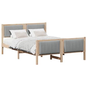 vidaXL Cadre de lit avec tête de lit Marron et gris clair 140 x 190 cm