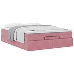 vidaXL Cadre de lit ottoman avec matelas rose 140x190 cm velours