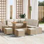 vidaXL Ensemble de canapé de jardin 9 Pièces Beige Poly rotin