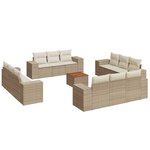 vidaXL Salon de jardin avec coussins 13 Pièces beige résine tressée