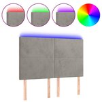 vidaXL Tête de lit à LED Gris clair 144x5x118/128 cm Velours
