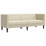 vidaXL Canapé à 3 places Chesterfield crème similicuir