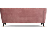 Canapé fixe velours "Nancy" - 196 x 81 x 80 cm - 3 Places - Rose