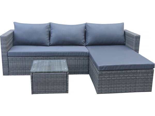 Salon de jardin d'angle "luna" - 130 5 x 70 x 62 5 cm - gris -