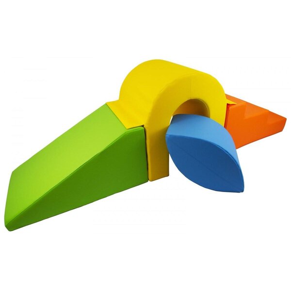Set de blocs en mousse 4 éléments avec petit pont jaune  vert  bleu  orange