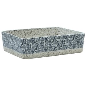 vidaXL Vasque à poser gris/bleu rectangulaire 46x35 5x13 cm céramique