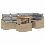 vidaXL Ensemble de jardin 6 pièces avec coussins en polyrotin beige et acacia