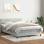 vidaXL Sommier à lattes de lit et matelas et LED gris clair 160x210cm velours