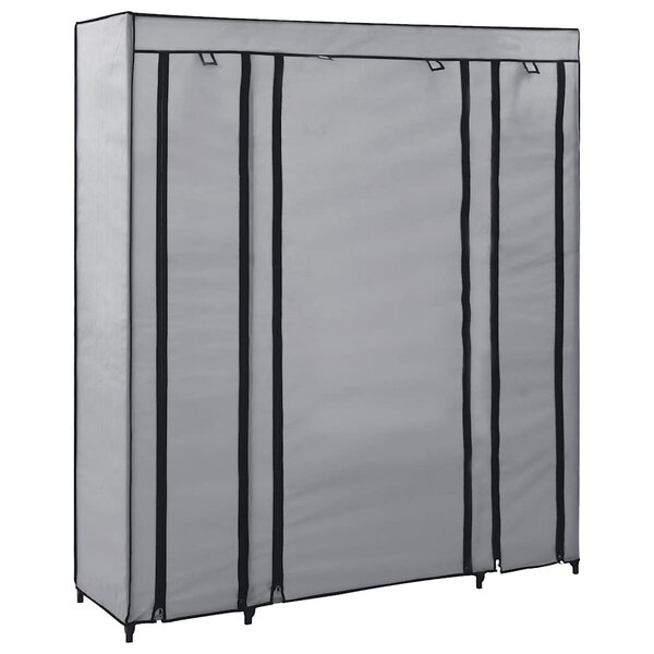 vidaXL Armoire avec compartiments et tiges Gris 150x45x176 cm Tissu