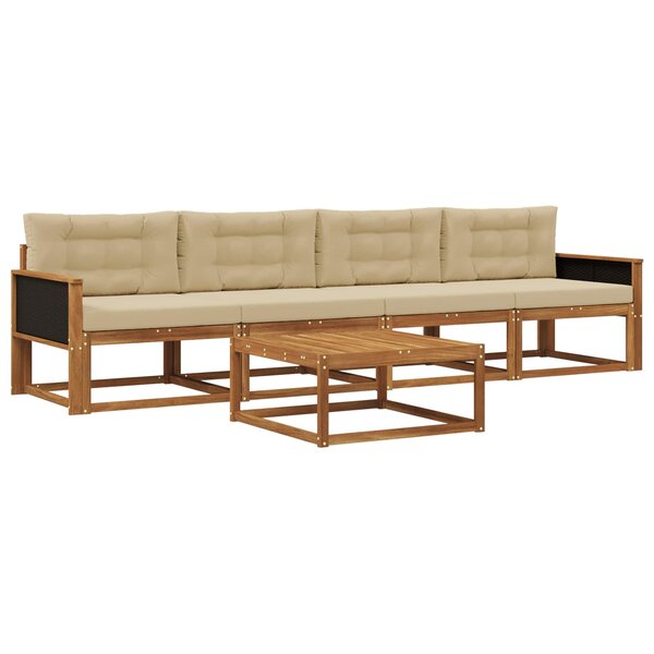 vidaXL Ensemble de canapés d'extérieur 5 Pièces Naturel et Beige