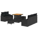 vidaXL Ensemble de canapé de jardin 8 Pièces Noir 80 x 80 x 71 cm
