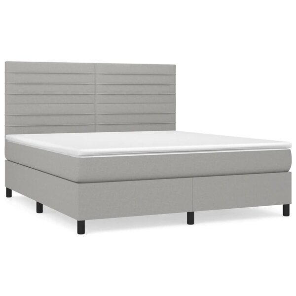 vidaXL Sommier à lattes de lit avec matelas Gris clair 180x200cm Tissu