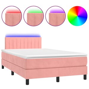 vidaXL Sommier à lattes de lit avec matelas et LED Rose 120x200cm