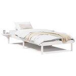 vidaXL Cadre de lit avec tables de chevet Blanc Blanc