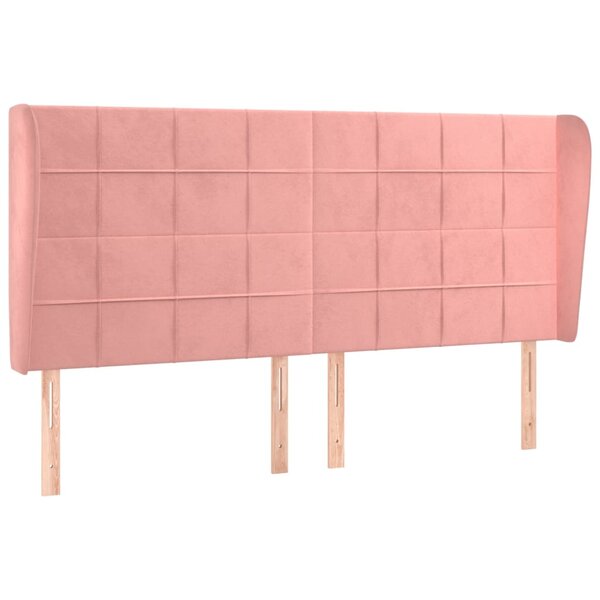 vidaXL Tête de lit avec oreilles Rose 183x23x118/128 cm Velours