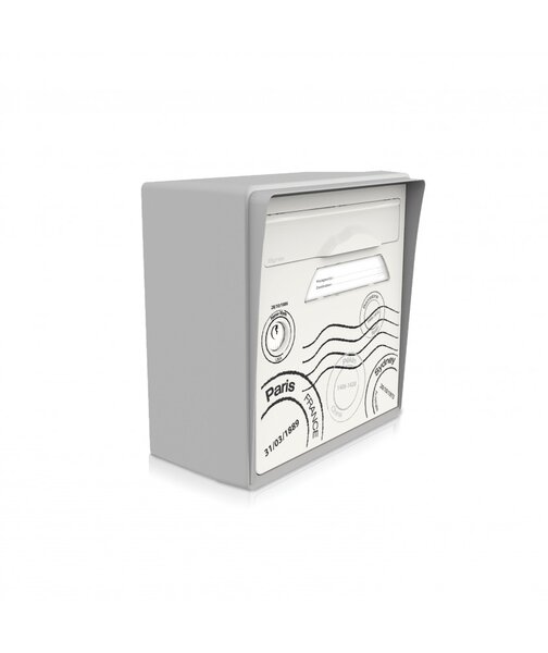 Boîte aux lettres grise murale "Globe-trotter"