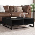 vidaXL Table basse noir 80x80x30 cm bois d'ingénierie et métal