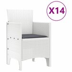 vidaXL Ensemble de salle à manger pour jardin 15 Pièces Blanc Rattan Polt