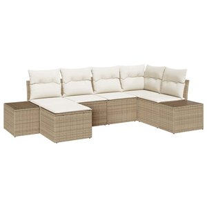 vidaXL Ensemble de canapé de jardin 6 Pièces beige et crème Poly rotin