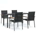 vidaXL Ensemble à manger de jardin 5 Pièces noir textilène et acier