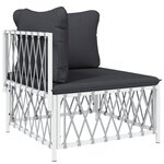 Salon de jardin meuble d'extérieur ensemble de mobilier avec coussins 5 pièces blanc acier 02_0018306