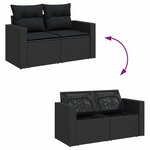 vidaXL Ensemble de canapé de jardin avec coussin 18 Pièces Noir polyrotin