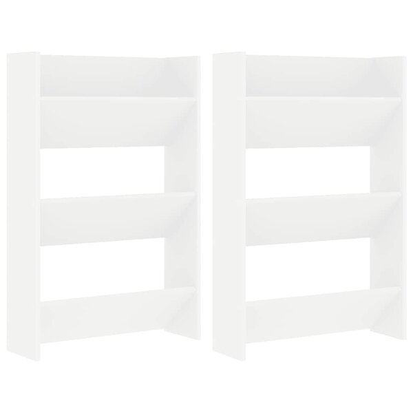 vidaXL Armoires à chaussures murales 2 Pièces Blanc 60x18x90 cm Aggloméré