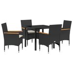vidaXL Ensemble de jardin 5 pièces avec coussins en poly rattan noir