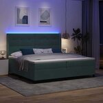 vidaXL Lit à Ressorts avec Matelas LED Vert foncé 200 x 200 cm Velours