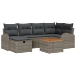 vidaXL Ensemble de Canapé de Jardin 7 pièces avec Coussins Gris Rattan Poly