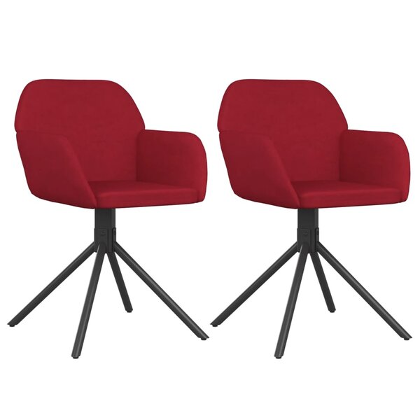 vidaXL Chaises pivotantes à manger lot de 2 Rouge bordeaux Velours