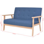 vidaXL Canapé à 2 places Tissu Bleu