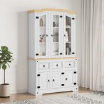 vidaXL Buffet haut Corona blanc 112x43x196 cm bois massif pin mexicain