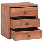 vidaXL Table de chevet avec 3 tiroirs 35x25x35 cm bois d'acajou massif