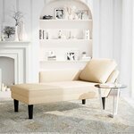 vidaXL Chaise longue avec coussin crème tissu en velours côtelé