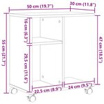Table d'appoint vidaXL avec roulettes en bois ancien 50x30x55 cm en contreplaqué