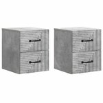 vidaXL Cabinet de chevet mural 2 pc Gris béton 34 5 x 33 x 40 cm