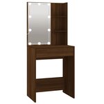 vidaXL Coiffeuse à LED avec armoires Chêne marron Bois d'ingénierie