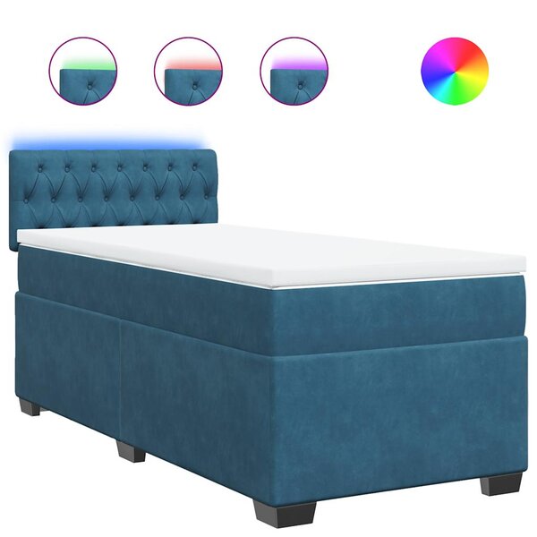 vidaXL Sommier à lattes de lit avec matelas bleu 80x200 cm velours