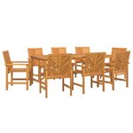 vidaXL Ensemble de salle à manger pour jardin 9 Pièces Marron