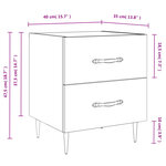 vidaXL Tables de chevet 2Pièces gris béton 40x35x47 5cm bois d’ingénierie