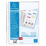 Sachet De 10 Pochettes Perforées Polypropylène Lisse Haute Qualité 9/100e - 24x32cm Vertical - Cristal - X 10 - Exacompta